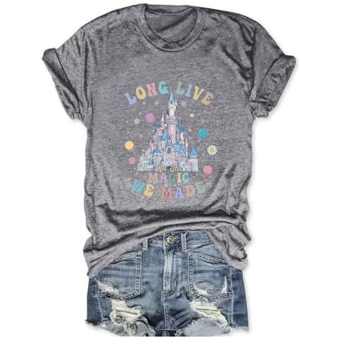 Women Vintage Magical Shirt Long Live All The Magic We Made T Shirts Funny Short Sleeve Tops(Grey,XXL) Cover