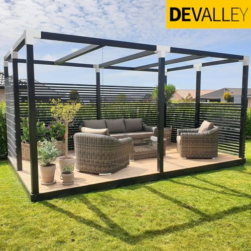 Image of 3-Way Pergola Bracket Kit,DIY Right Angle Corner Woodwork Brackets for 4 inchx4 inch (Actual:3.5 inchx3.5 inch) Lumber,White Pavilion Gazebo Brackets for Patio Pergolas,Prochs,Log Cabin W /Hardware - 2Pack