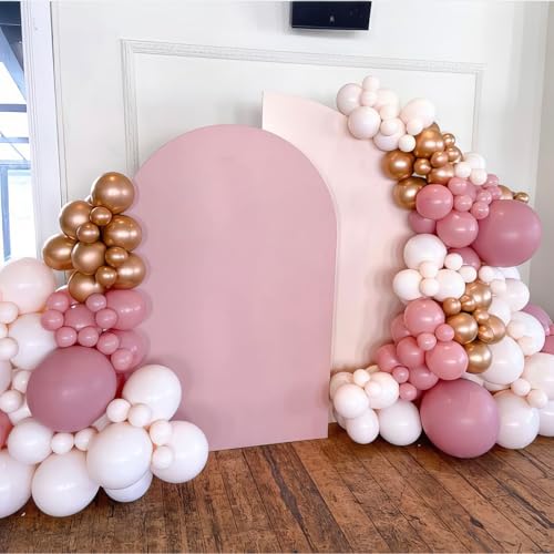 Image of Pink Beige Double Balloons, Nude White Double Stuffed Balloons, Retro Dusty Pink Ivory Ballons for Girls Woman Birthday Boho Wedding Baby Shower Party Bridal Shower Anniversary Decorations Supplies