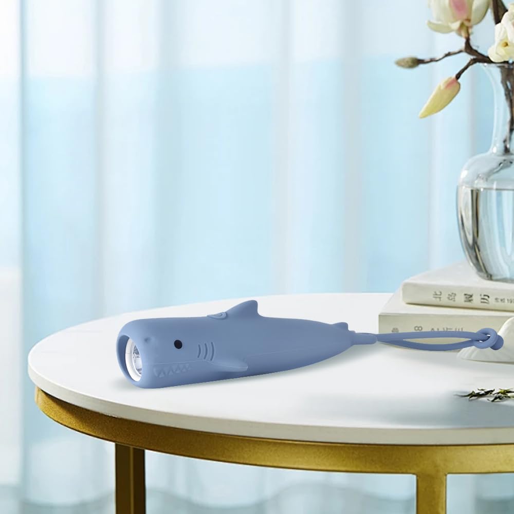 YZYOE New Rechargeable Sharks LED Flashlight, Cute Animal Shaped Silicone Flashlight, Comfortable Touch Lasting Press to Adjust Brightness Portable