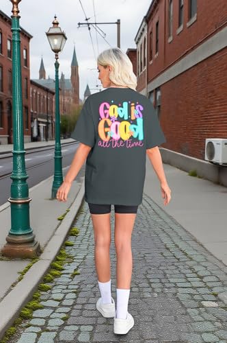 Christian Shirts for Women Oversized God is Good Shirt Jesus Bible Tshirts Religious Crewneck Short Sleeve Top2