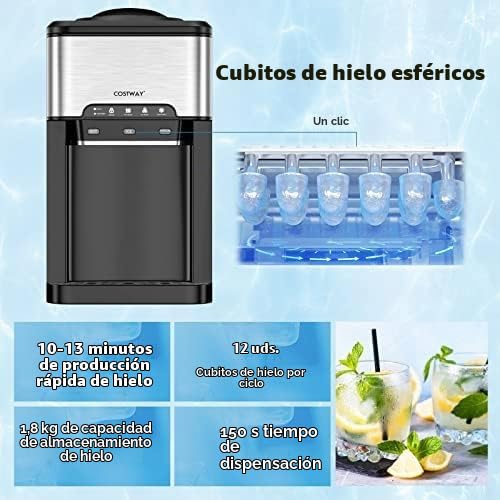 FANTASK Dispensador de Agua 3 en 1, máquina de Cubitos de Hielo con Agua Caliente y fría, Cubitos de Hielo en 10 min