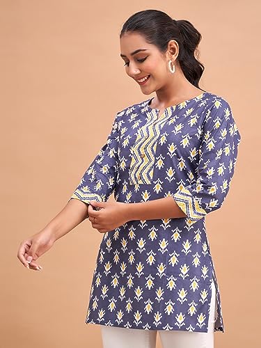 Image of feranoid Women Cotton Printed Short Kurti | Short Kurti for Women | Printed Cotton Kurti