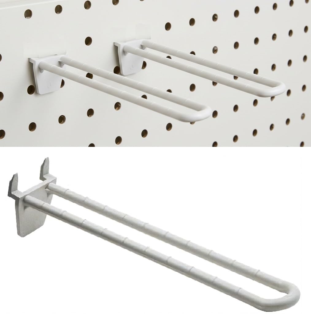 2you 48 Pack Shop Wall Display Hooks Double Prong for MDF Boards Pegboard 8 Inch – Euro Style Plastic Retail, Slatwall & Peg Board Organizer, Merchandising Hangers for Store Fixtures Storage Garage