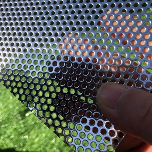 Perforated Metal Sheets 19 Gauge 16"x12" Expanded Metal Mesh Opening 1/8" 0.12 inch (About 3 mm) Perforated Stainless Steel Sheet 304 Stainless Steel Mesh Screen Panel Decorative