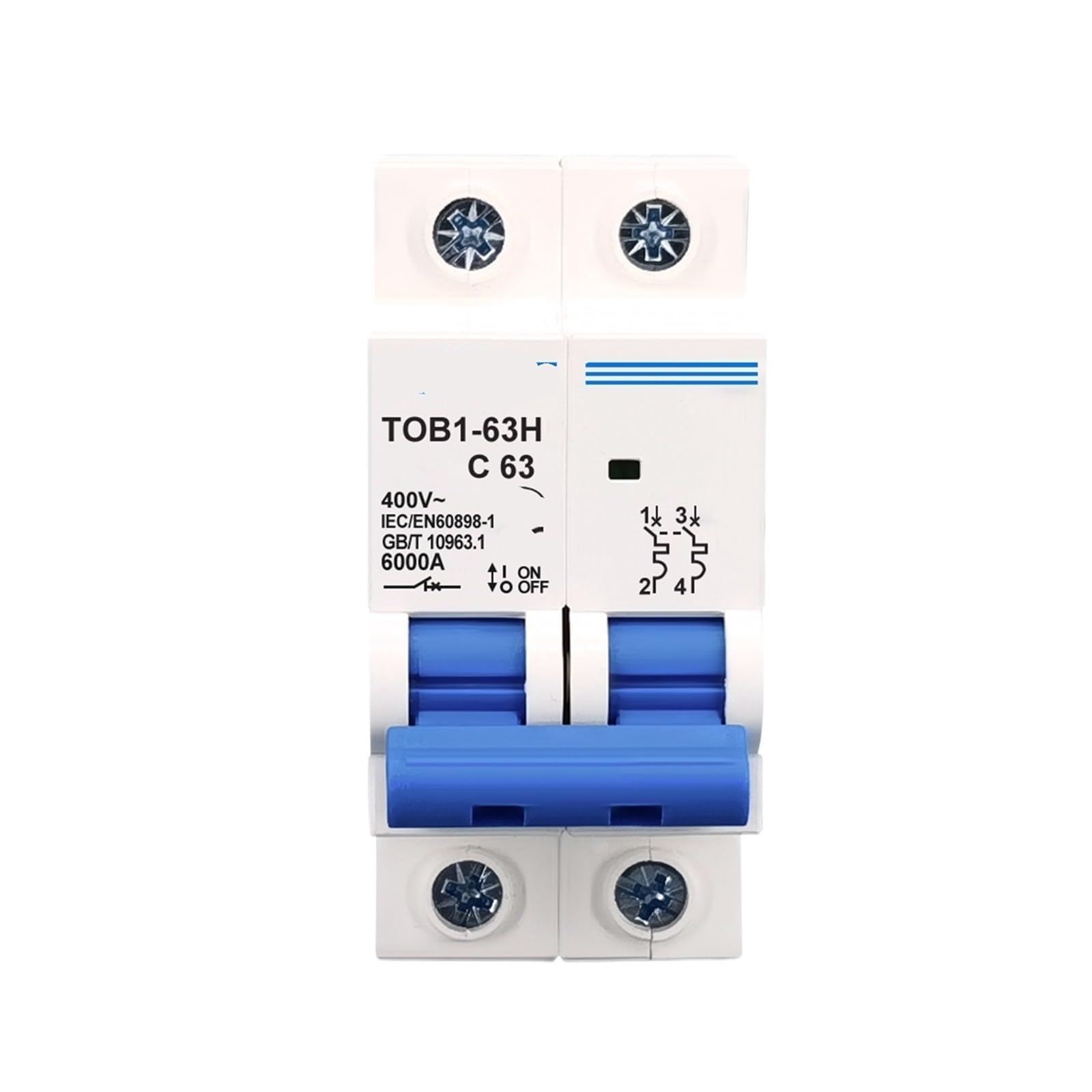Disjoncteur magnétothermique AC MCB 2P 63A 400V Type C 50HZ 60HZ