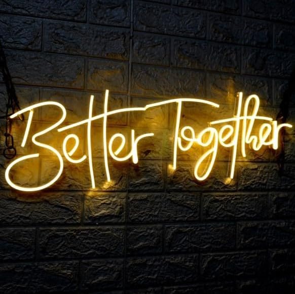 Luxury Sign India Better Together Neon Sign/Lights Neon LED Light, Decorative Light for Room, Glass Tube Lights Sign for Bedroom, Party and Bar (Size-30X12 inches) Warm White-image-34