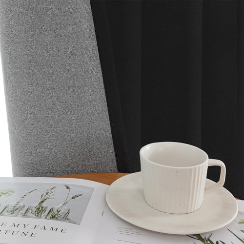 Image of Joydeco 100% Blackout Curtains 96 Inches Long 2 Panels Set, Thermal Insulated Long Curtains& Drapes 2 Burg, Room Darkening Drapes for Bedroom Living Room Window (Black, W52 x L96 Inch)