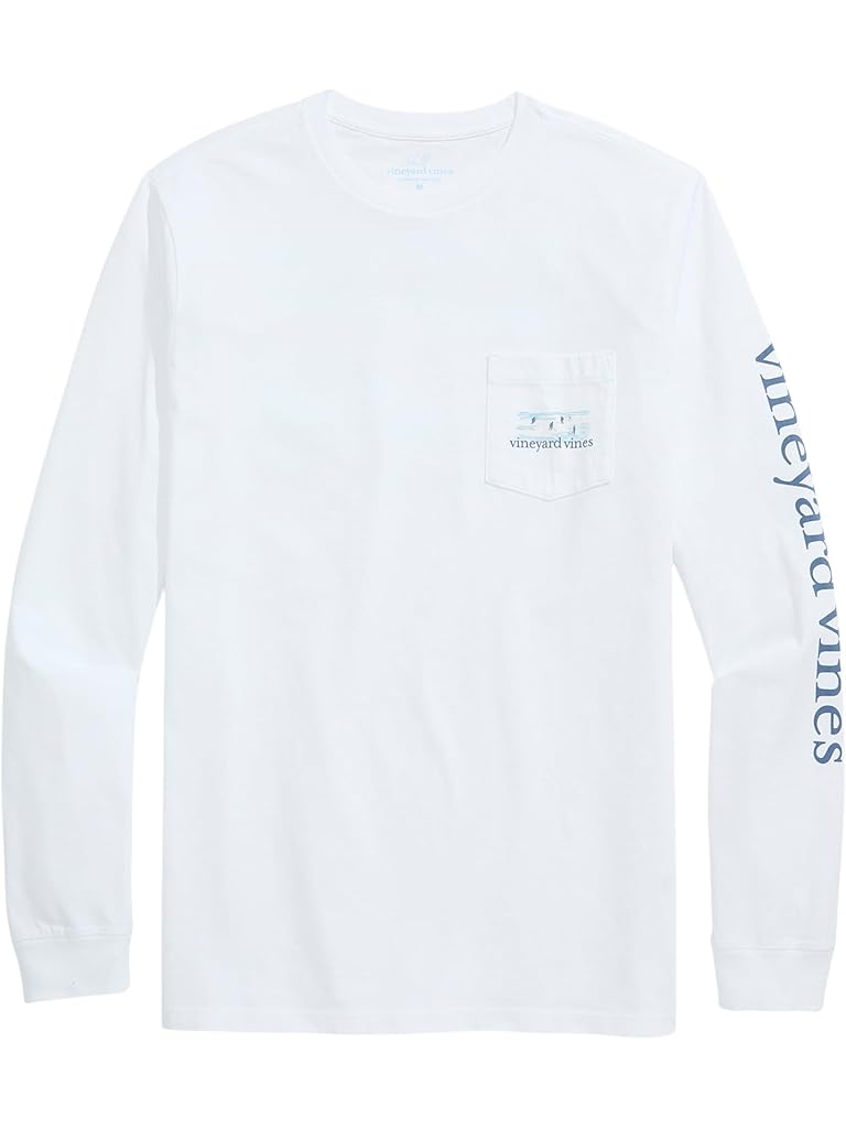 Blue Vineyard Vines Pond Puck Long Sleeve Pocket Tee