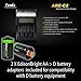 Fenix are-C2 Four Bays Li-ion/Ni-MH Advanced Universal Smart Battery Charger with Two Edisonbright AA->D Battery Spacer Shells