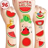 Watermelon Temporary Tattoos - 96PCS Fruit Stickers Summer for Kids Birthday Party Supplies, Decorations, Favors, and Prizes - Super Cute Gifts for Boys and Girls