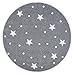 Livone Kinderzimmer Baby Teppich Kinderteppich Punkte Sterne Silber grau Weiss Größe 133 cm rund