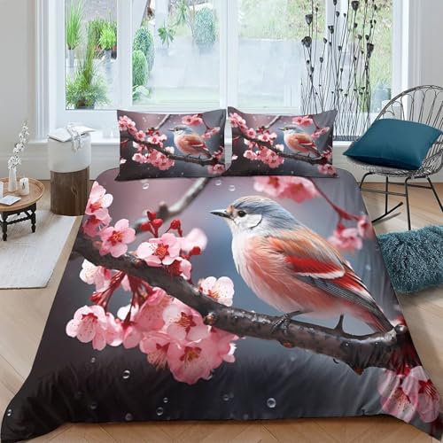 Housse de couette 3D oiseau fleur microfibre haut de gamme - 2