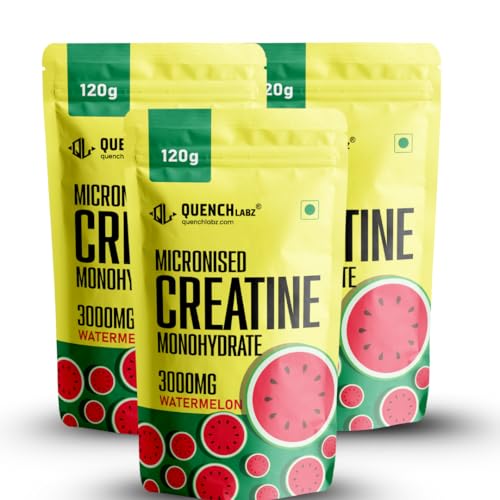 Image of Creatine Powder 3000 mg | Mircronized Creatine Monohydrate | Creatine Monohydrate 120g (Pack of 3) for For Lean Pump and Volumization | Gym Supplement for Men for Pump and Strenght - Watermelon Powder - 120 Servings