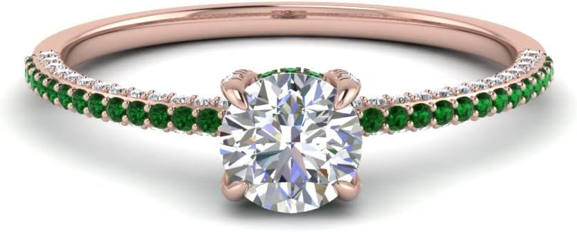 Choose Your Gemstone Delicate Hidden Halo Diamond CZ Ring Rose Gold Plated Round Shape Petite Engagement Rings Matching Jewelry Wedding Jewelry Easy to Wear Gifts US Size 4 to 12