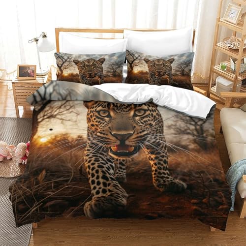 Housse de couette fermeture éclair léopard pour parure de lit facile à changer