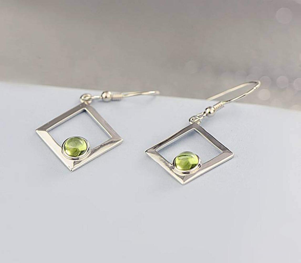 YSJNGF do chińskiego stylu bębenkowego 925 Biżuteria Naturalna granat perydot geometryczny dla kobiet kolczyki topaz