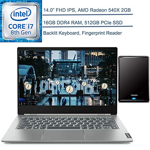 2020 Lenovo ThinkBook 14s 14" FHD Business Laptop Computer, 8th Gen Intel Quad-Core i7 8565U, 16GB DDR4 RAM, 512GB PCIe SSD, AMD Radeon 540X, Windows 10 Pro + YZAKKA 500GB External Hard Drive
