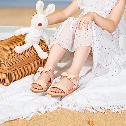 Image of Felix & Flora Toddler Girl Sandals - Little Girl Easter Dress Shoes Lightweight Open Toe Beach Holiday Flats