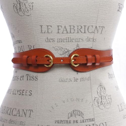 Narrow High Waist Belt For Women Stretch Skinny Elastic Vintage Full Grain Leather Gold Buckle Boho Belt4