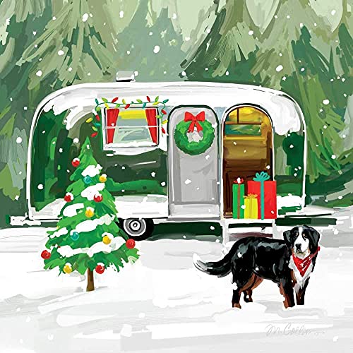 Bundle-of-2-20-count-Bernese-Noahs-Snowy-Vintage-Christmas-Paper-Beverage-Napkins Bundle of 2 20 count Bernese Noahs Snowy Vintage Christmas Paper Beverage Napkins