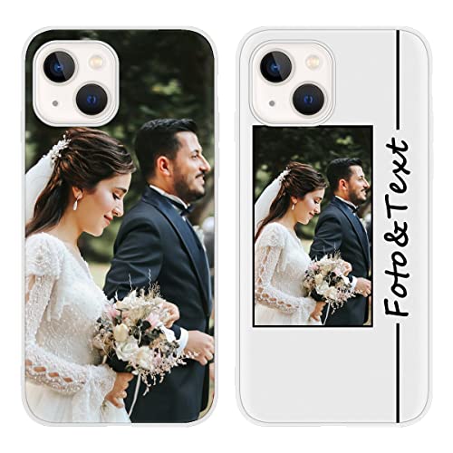 Custom Cover Personalizzata Custodia per Apple iPhone 13 6.1 Personalizzato con Foto Testi Disegni Personalizza Case con Immagine Personalizzabili Case per iPhone13 silicone tpu bianco