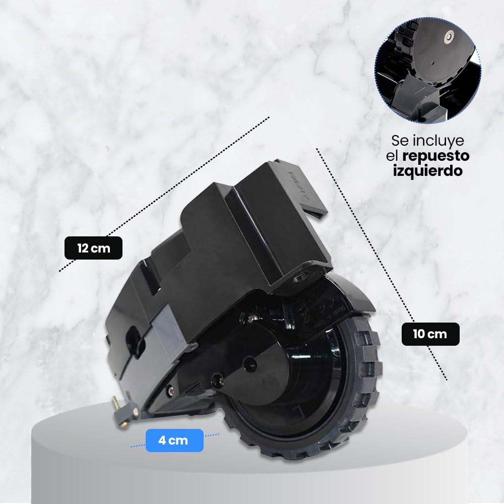 Rueda Derecha De Repuesto Para Robot Aspirador IRobot Roomba Series I, J, E – Compatible Con Modelos I3, I7, J7, E5, E6 Y Más
