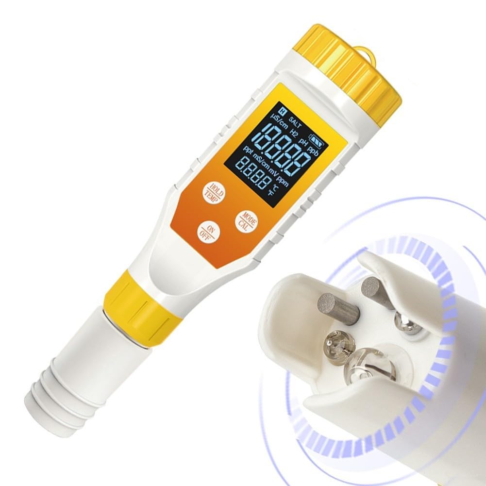 Tester per idrogeno 7 in 1 con retroilluminazione per pH ORP Salinità e misurazione della temperatura Misuratore digitale accurato per succhi di acqua filtrata e bevande Kit di test