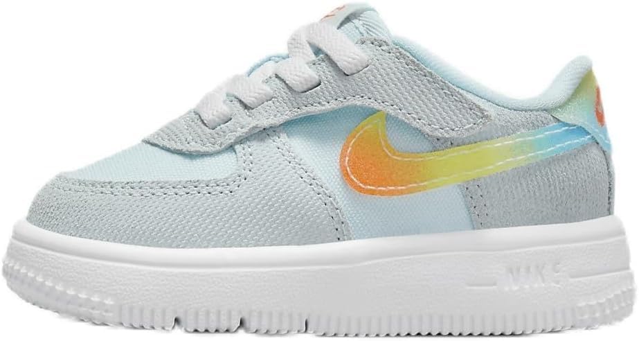 Nike Force 1 Low EasyOn Baby/Toddler Shoes (HF4784-474, Glacier Blue/Light Lemon Twist/Aquarius Blue/Total Orange) Size 3