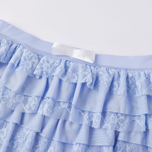 Image of NUFIWI Women Lolita Bloomers Ruffle Shorts Lace Cute Pumpkin Pants Sexy Boyshorts Layered Y2k Mini Shorts Pettipants