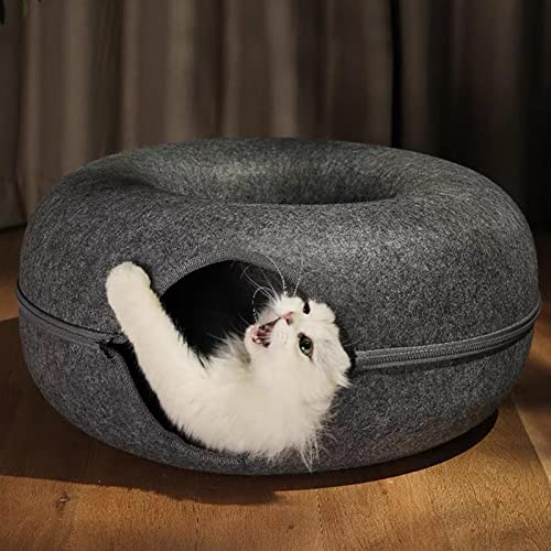 Cama de túnel para gatos para gatos de interior - Cama de túnel de gato de feltro anti-riscos removí