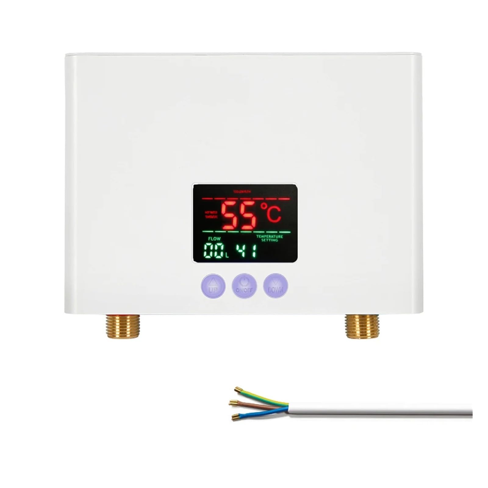 Calentador de agua instantáneo de 3 kW, calentador eléctrico sin tanque con pantalla LCD, calentador de agua de pared,con buen aislamiento
