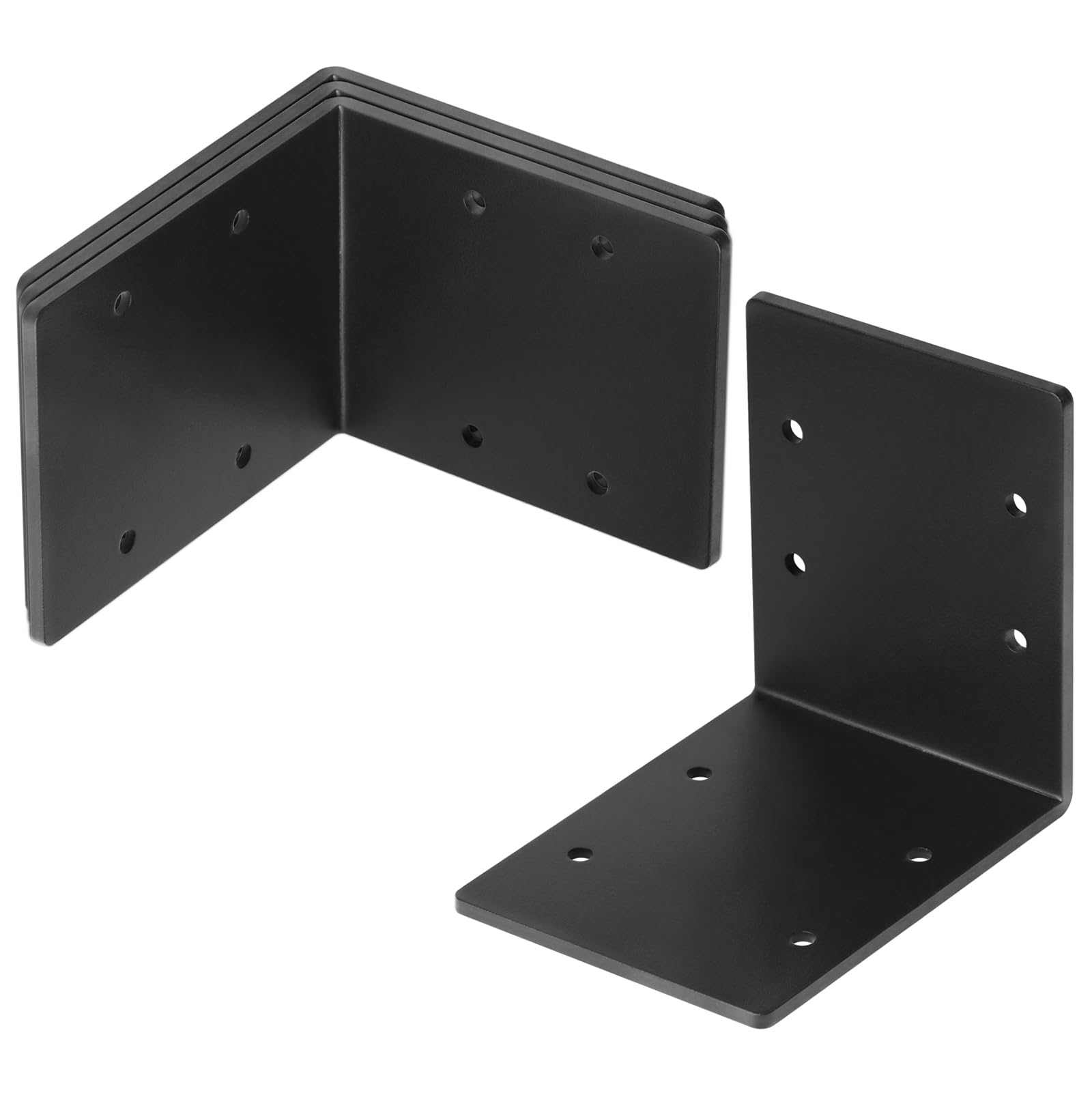 4 soportes de ángulo recto en L de acero resistente de 6 x 6 x 5 pulgadas, soporte de esquina para estantes de conector de madera, grosor de 1/8 pulgadas, carga máxima de 150 libras