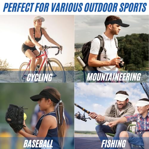 AHLPO Unisex Sonnenkappe Damen Herren, Einstellbar Visor Cap Schirmmütze Atmungsaktiv und Schweißabsorbierend, Sommer Sonnenvisier für Golf Tennis Baseball Radfahren Outdoor (Schwarz)