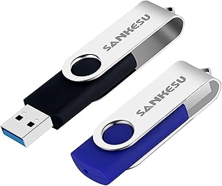 SANKESU 2 Pack 128GB USB Stick 3.0 USB Flash Drives Clé USB High Speed Memory Stick Swivel Design Metal USB Drive Thumb Drive with LED Light for PC/Laptop/Car/TV and More