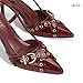 IDIFU Red Slingback Kitten Heels for Women Stiletto Heel Closed Pointed Toe Pumps Buckle Straps Dress Shoes Sexy Prom Party Work Trendy Fashion Comfortable Pumps Dressy Shoes(Burgundy Patent, 7)