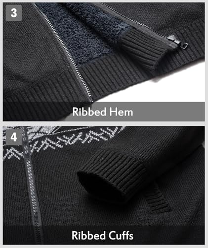 Image of LLdress Mens Knit Cardigan Sweaters Sherpa Lined Full Zip Hoodie With Pockets