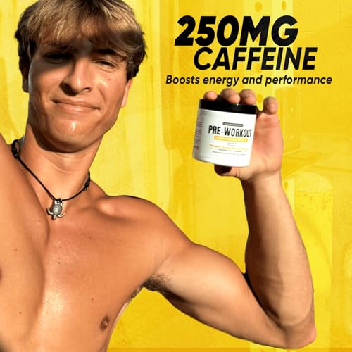 Image of Hybrid Pre Workout Powder Supplement | 250mg Caffeine | Alpha GPC | No Jitters | Energy, Focus, Power, Endurance | for Men & Women | Tried & True Ingredients | 20 Servings