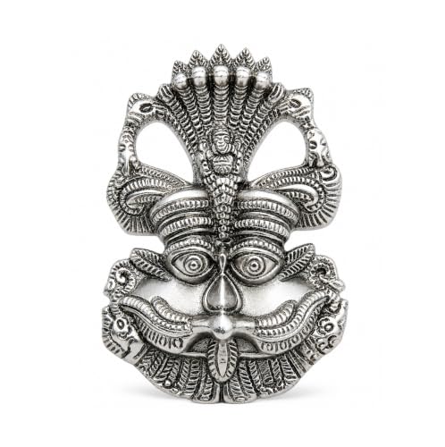 SANRATAN Kirtimukha for Home Entrance | Kirtimukha Wall Hanging for Home Decor, Vastu Raksha Kavach for Wall Decor, Entrance, Living Room, Temple & Office, 15 cm (Silver Oxidised)