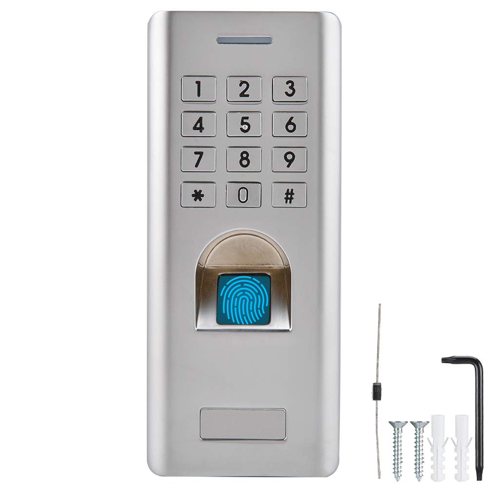 Fingerabdruck Zugangskontrolle, Metall Fingerprint Codeschloss Zutrittskontrolle mit IP66 Wasserdichte/Numerische Tastatur, intelligent Zugangssystem Türöffner für Home Sicherheit
