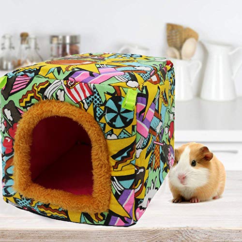KAMEIOU Small Guinea Pig Rat Hedgehog Small Animal Cage Bed Habitat House Washable Warm Hamster Hedgehog Chinchilla Rat Small Guinea Pig Bedding Habitat Nest Cube Cave for Small Animals Beds