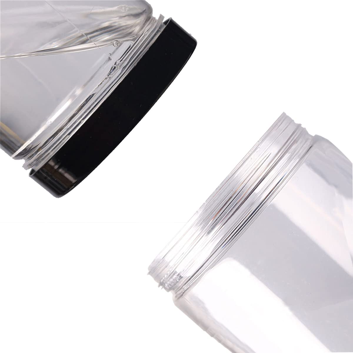 Barattoli in plastica trasparente da 1280 ml, con coperchi ed etichette neri lisci, bocca larga, senza BPA, barattoli in PET per casa e cucina, organizzazione e conservazione della dispensa