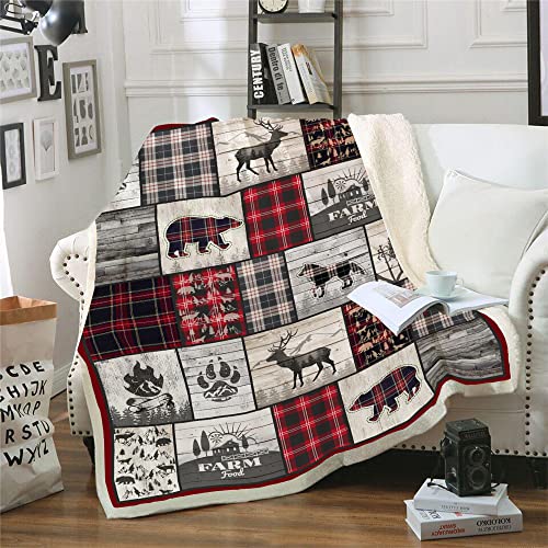 Wolf-Bear-and-Deer-Throw-Blanket-Rustic-Cabin-Decor-Woodland-Blanket-Plaid-Christmas-Blanket-Gifts-for-Women-Southwestern-Farmhouse-Decor-for-Couch-Bed-Livingroom Wolf Bear and Deer Throw Blanket Rustic Cabin Decor Woodland Blanket Plaid Christmas Blanket Gifts for Women Southwestern Farmhouse Decor for Couch Bed Livingroom