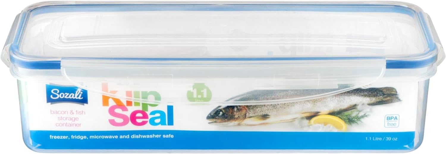 Homeshopa.com Transparent Homeshopa Rectangular Bacon Storage Containers, 1.1 Litre Plastic Leakproof Food Storage Container With Lids, Bpa Free Stackable & Airtight Food Boxes Microwave & Freezer Dishwasher Safe (1 Pack)