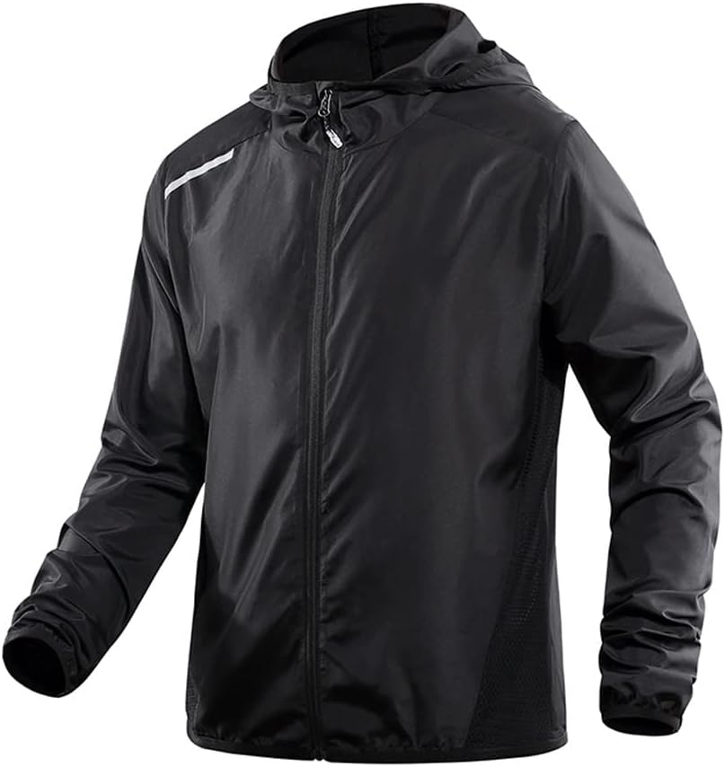 Retro Jacket Men Thin Hooded Caps Running Outdoor Backside Breathable Jogging Gym Workout Top Coat Man