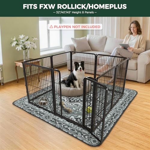 Image of FXW Washable Pee Pads for Dogs, Puppy Pads with Super Absorbent, Specifically Designed for FXW Rollick /Homeplus 32 /40 /45inch 8 Panels Dog Playpen, 71 inch Square, Boho Grey, 1 Packs