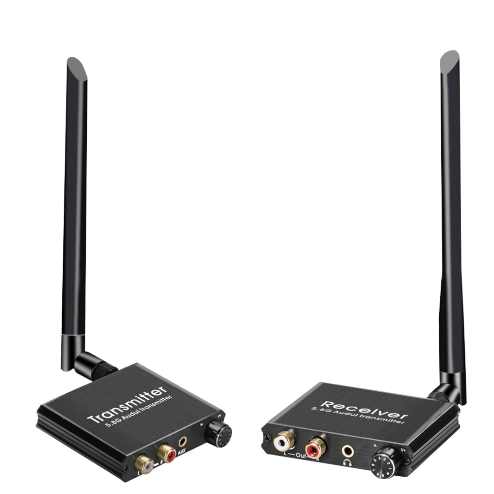 Bezprzewodowy nadajnik i odbiornik audio 50 m 5,8 G bezprzewodowy adapter audio z konwerterem R/L 3,5 mm do TV Box DVD PC