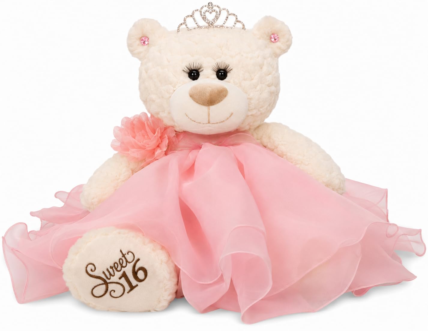 KINNEX COLLECTIONS SINCE 1997 B16831A-3 Teddybär mit Kleid und süßer 40,6 cm Stickerei (Mittelstück), 50,8 cm, Rosa