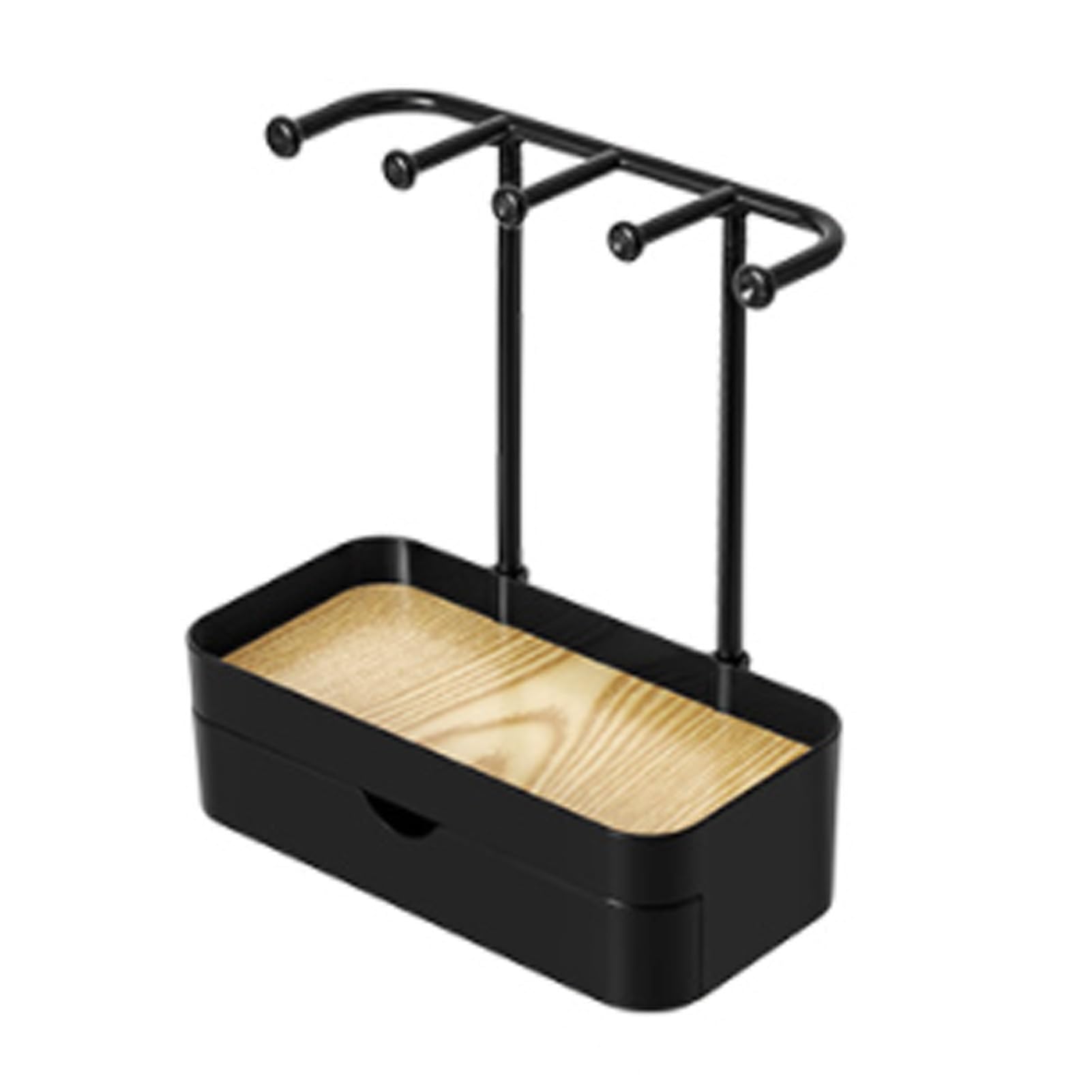 Jelquix Jewelry Organizer Stand Elegant Double Layer Jewelry Display Rack for Necklaces Bracelets Earrings for Bedroom Vanity (Black)