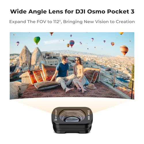 Image of K&F Concept Magnetic Lens Kit Compatible with DJI Osmo Pocket 3 Creator Combo Accessories, Wide Angle 1.2X Anamorphic Lens, Expanded FOV of 112,1.2X Squeeze Factor Blue Streak Effect Camera Lenses